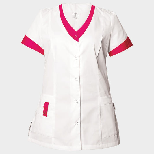 ALEGRA WHITE/DARK PINK Women's medical tunic