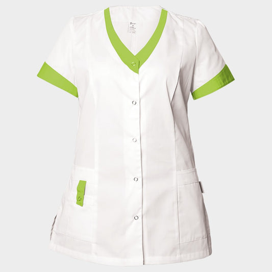 ALEGRA WHITE/LIGHT GREEN Women's medical tunic