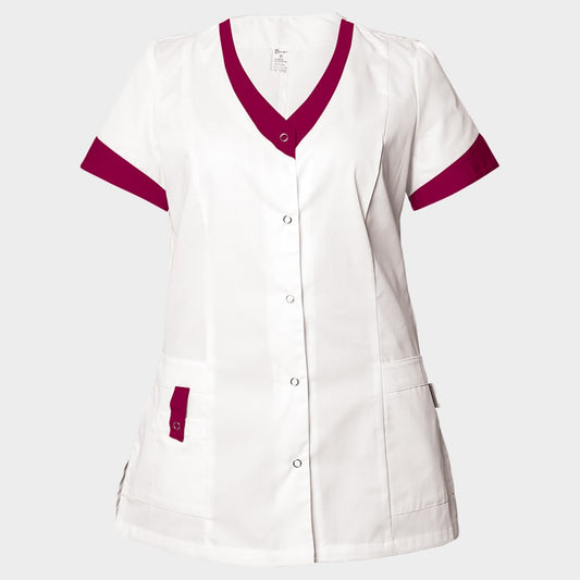 ALEGRA WHITE/BORDEAUX Women's medical tunic