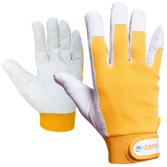 Leather and fabric gloves GILT YELLOW